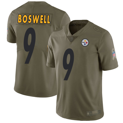 Youth Pittsburgh Steelers Football #9 Limited Olive Chris Boswell 2017 Salute to Service Nike NFL Jersey